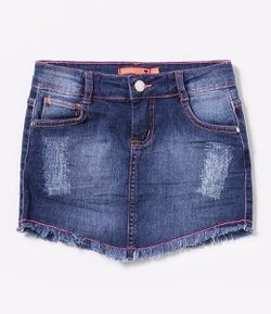 Saia Infantil em Jeans com Puídos - Tam 4 a 14 anos 