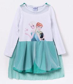 Vestido Infantil Frozen com Capa - Tam 2 a 12 anos