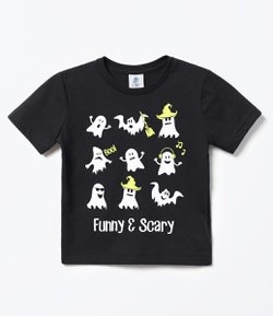 Camiseta Infantil Estampa de Fantasminhas - Tam 1 a 4  