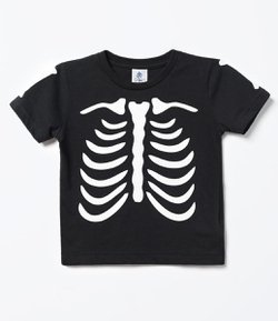 Camiseta Infantil Estampa de Esqueleto - Tam 1 a 4  