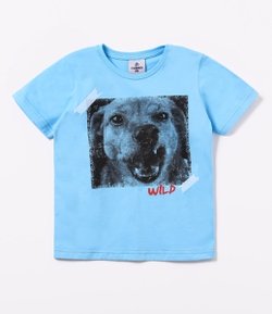 Camiseta Infantil Estampa de Cachorro - Tam 4 a 14  