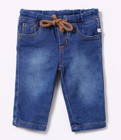 Calça Infantil em Jeans Conforto com Cordão - Tam 0 a 18 meses 