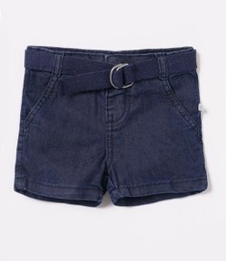 Bermuda Infantil em Jeans com Cinto - Tam 0 a 18 meses 