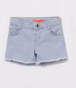 Short Infantil em Jeans com Florzinhas - Tam 1 a 4 anos 