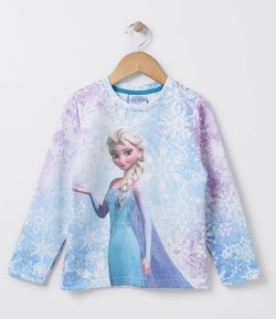 Blusão Infantil em Moletom com Estampa Frozen - Tam 4 a 12 