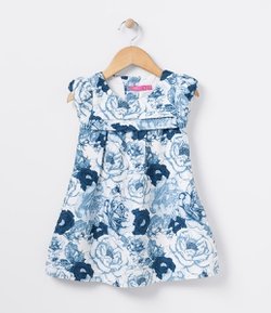 Vestido Infantil Floral em Veludo - Tam 1 a 4 anos
