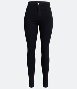 Calça Skinny Cintura Alta em Jeans com Bolsos