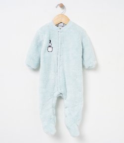 Macacão Infantil em Fleece com Aplicações - Tam 0 a 18 meses