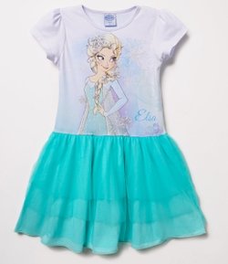 Vestido Infantil Estampa Frozen com Capa - Tam 2 a 12 anos 