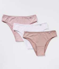 Kit com 3 Calcinhas Biquíni em Microfibra Estampada e Lisas DelRio
