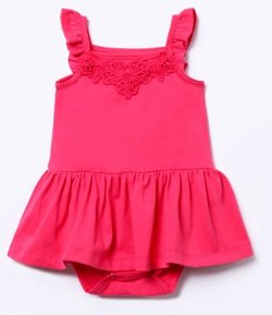 Vestido Body Infantil com Detalhe em Renda - Tam 0 a 18 meses