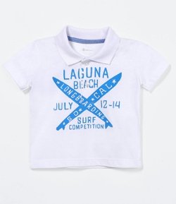Camiseta Polo Infantil com Estampa - Tam 0 a 18 meses