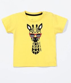 Camiseta Infantil com Estampa de Girafa - Tam 0 a 18 meses