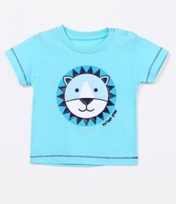 Camiseta Infantil com Estampa de Leão - Tam 0 a 18 meses