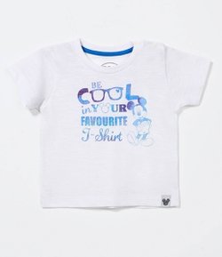 Camiseta Infantil com Estamá Mickey Mouse - Tam 0 a 18 meses