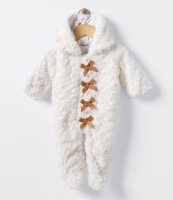 Macacão Infantil em Fleece com Capuz - Tam 0 a 18 meses