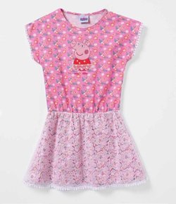 Vestido Infantil Estampado Peppa Pig - Tam 1 a 6 anos 