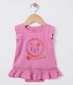 Vestido Body Infantil Estampa Minnie - Tam 0 a 18 meses