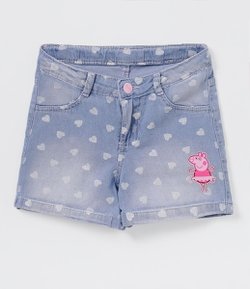 Short Infantil em Jeans Estampa Peppa Pig Bailarina - Tam 1 a 6 anos 