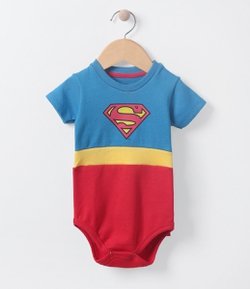Body Infantil Fantasia Superman com Capa Removível - Tam 0 a 18 meses