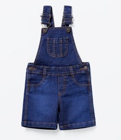 Jardineira Infantil em Jeans com Barra Drobada - Tam 1 a 4  