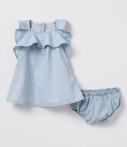 Vestido Infantil em Jeans - Tam 0 a 18 meses