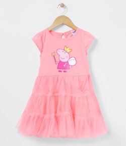 Vestido Infantil com Estampa Peppa Pig - Tam 1 a 6 anos
