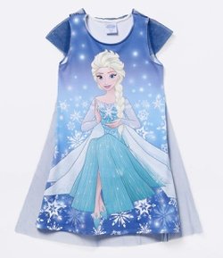 Vestido Infantil com Estampa Frozen - Tam 2 a 12 anos