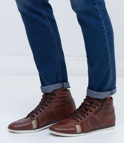 Sapatênis Masculino Satinato Genuine Cano Alto em Couro - Renner