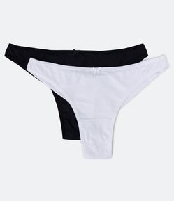 Kit 02 Calcinhas Biquíni Fio Duplo Básicas em Microfibra com Cós Elástico