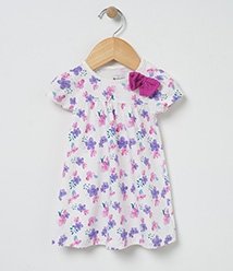 Vestido Infantil Floral com Laço Aplicado - Tam 0 a 18 meses