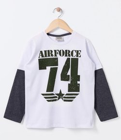 Camiseta Infantil com Estampa Air Force - Tam 4 a 14 
