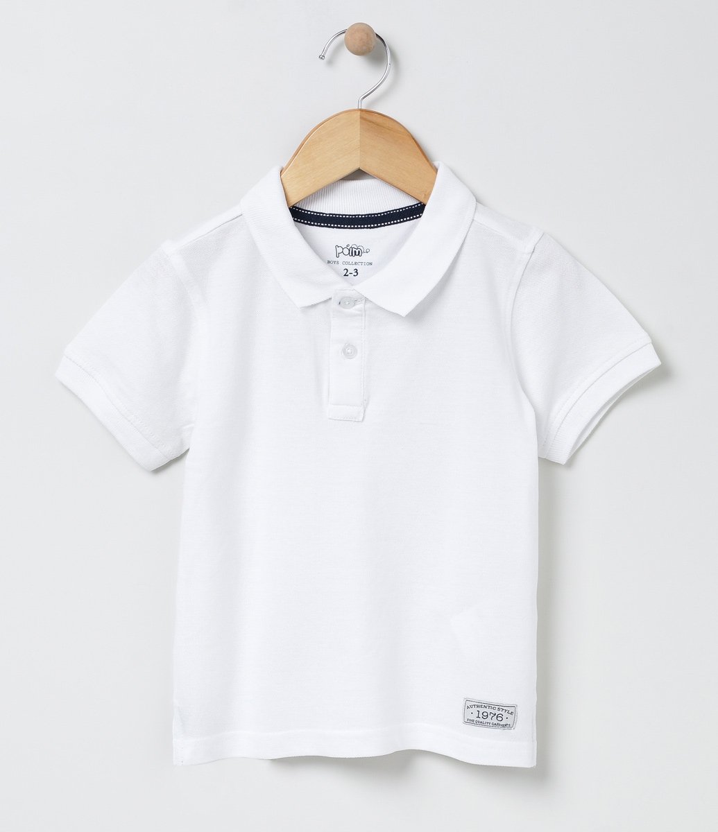 Camiseta Polo Infantil em Piquet - Tam 1 a 4 anos Branco - Renner