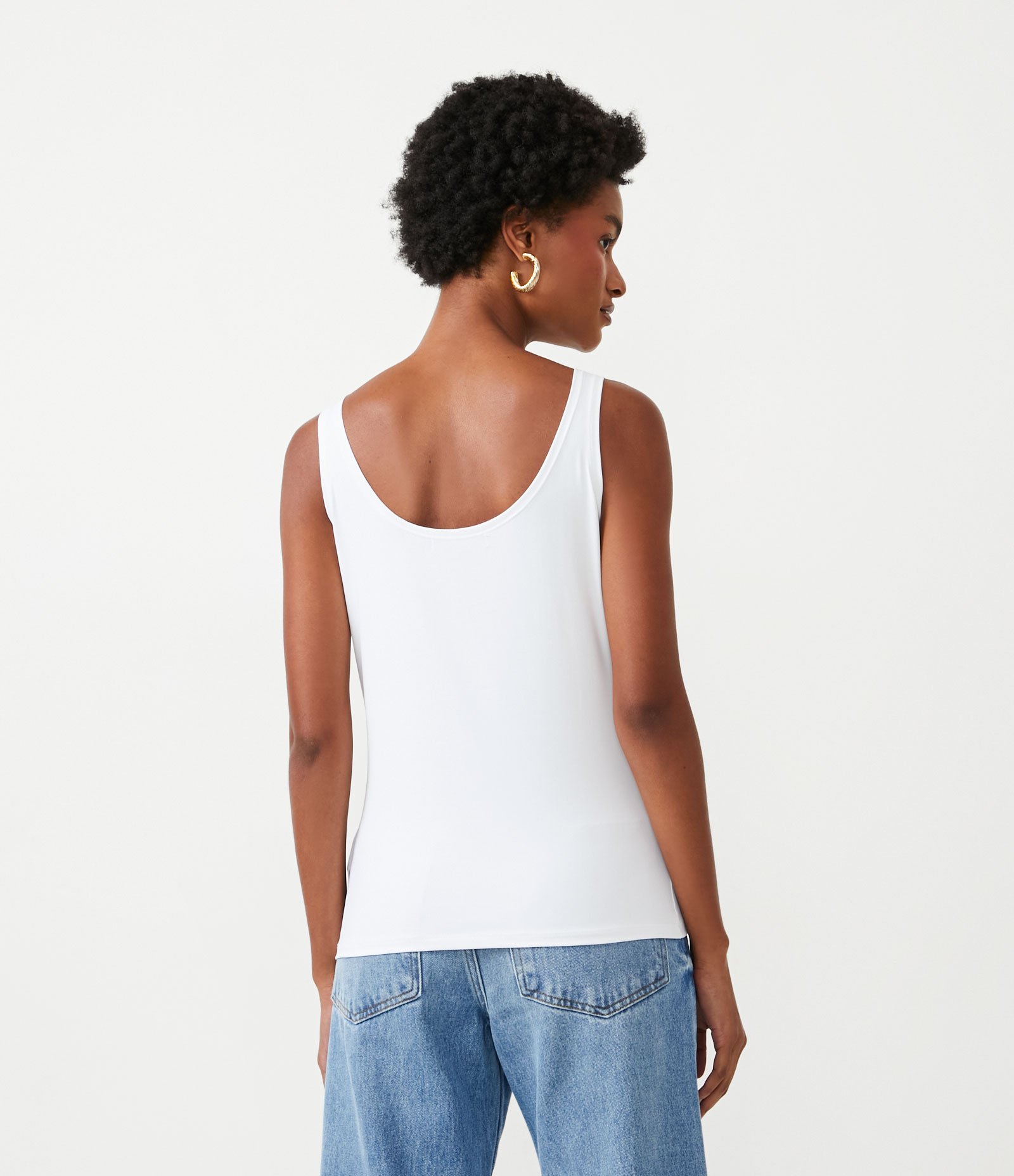 Blusa Regata em Poliamida com Decote U Branco 8