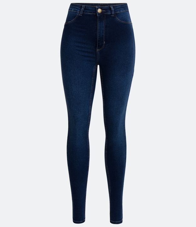 Calça Skinny Cintura Alta em Jeans Azul 6
