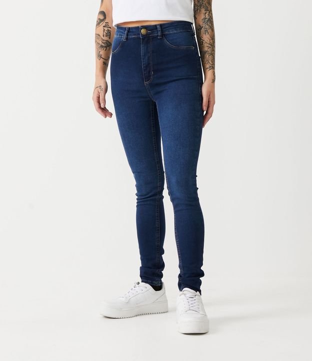 Calça Skinny Cintura Alta em Jeans Azul 2