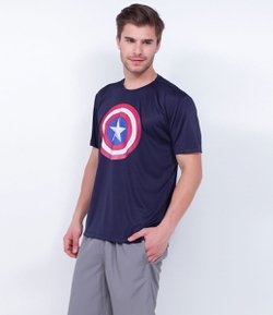 Camiseta Esportiva com Estampa Capitão América