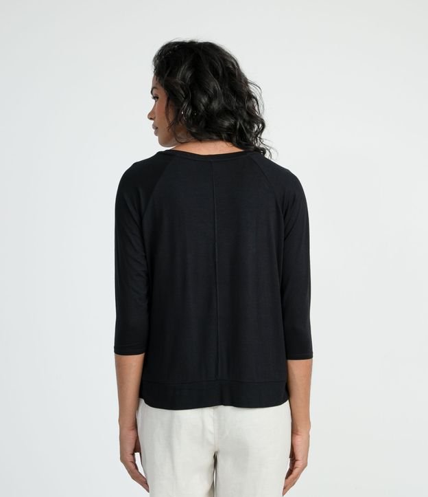 Blusa Básica Manga 3/4 sin Estampado Negro 2