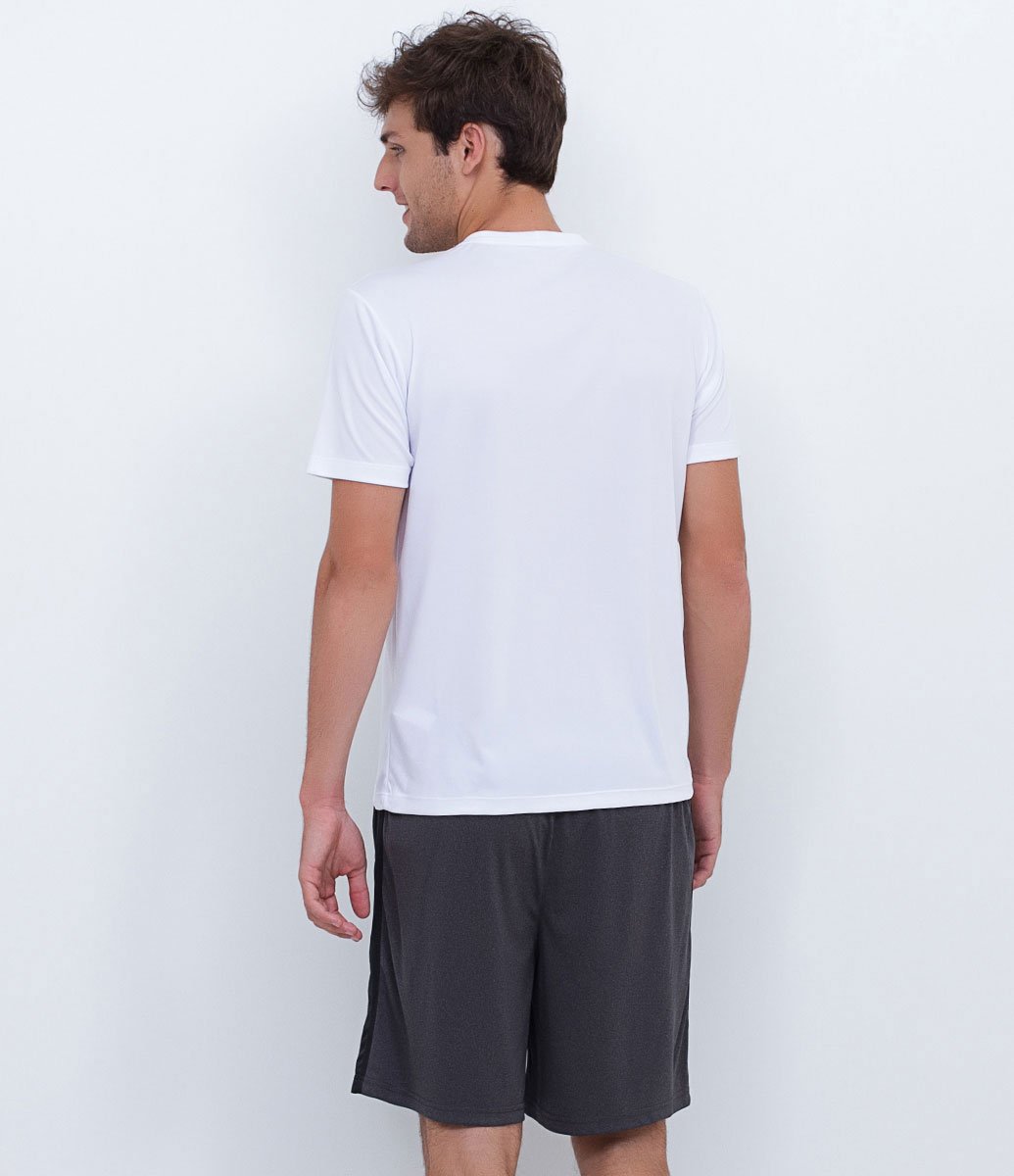 Camiseta Esportiva Básica com Proteção UV e Manga Curta Branco 3