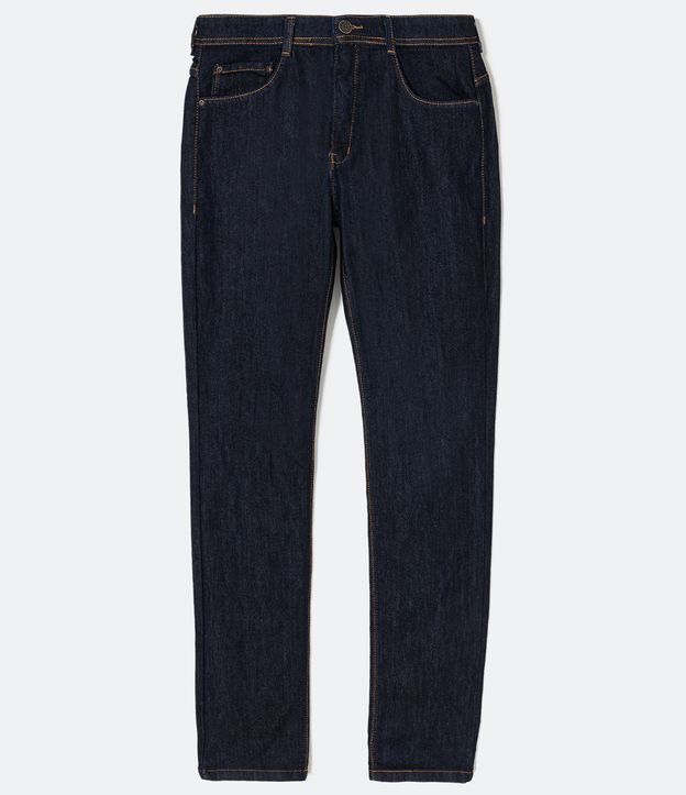 Calça Slim Jeans com Elastano e Pesponto Contrastante Azul 6