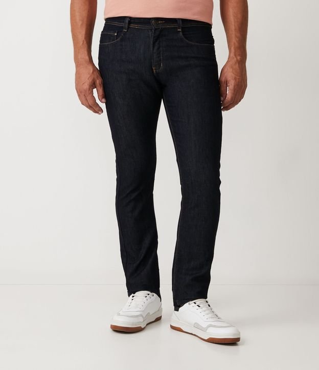 Calça Slim Jeans com Elastano e Pesponto Contrastante Azul 2