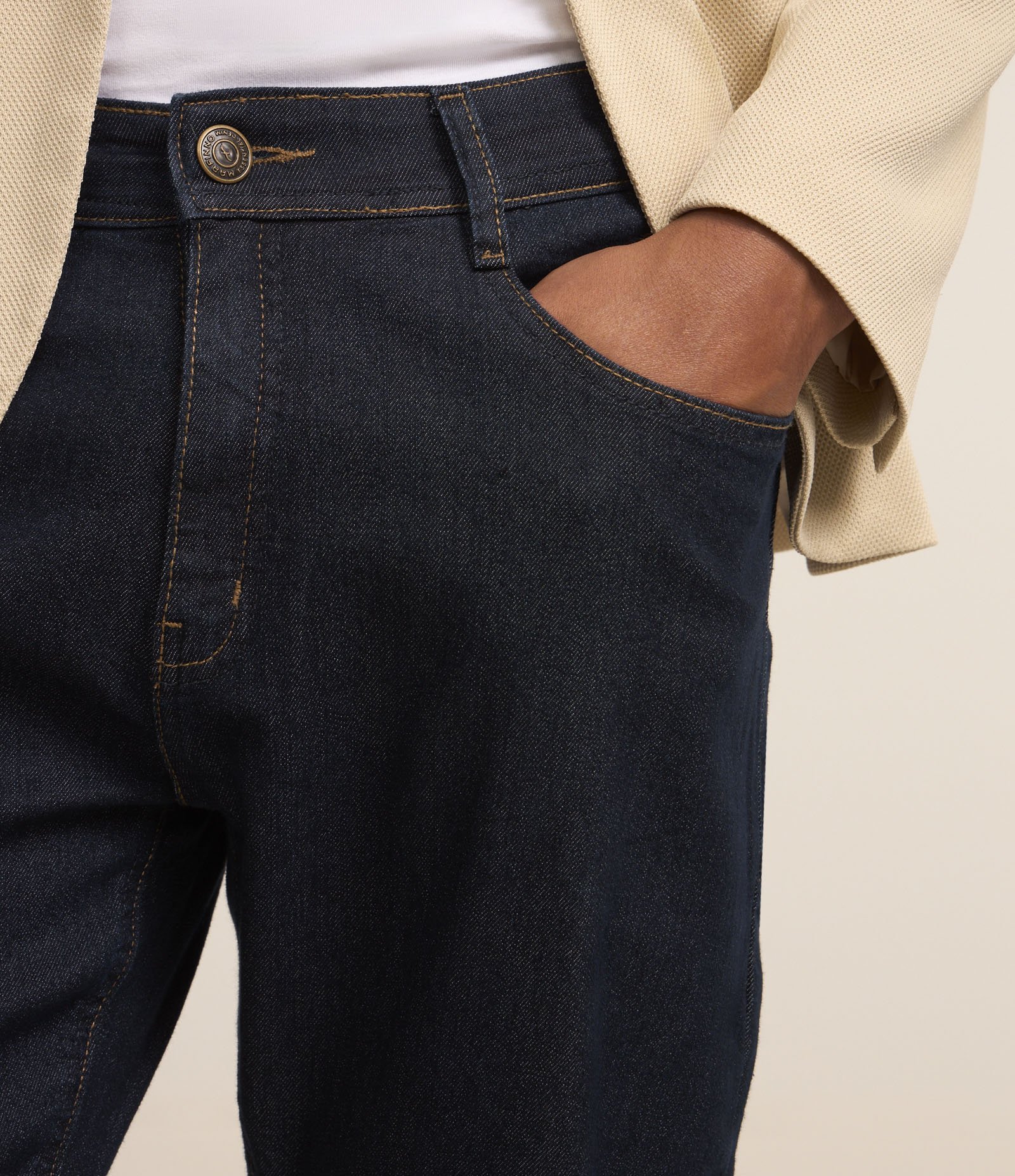 Calça Slim Jeans com Elastano e Pesponto Contrastante Preto 5