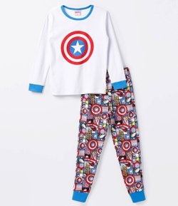 Pijama Infantil com Estampa Capitão América - Tam 4 a 12 