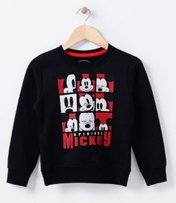 Blusão Infantil com Estampa Mickey em Moletom  - Tam 4 a 14 