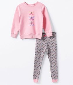 Pijama Infantil Estampado em Moletom - Tam 4 a 14 