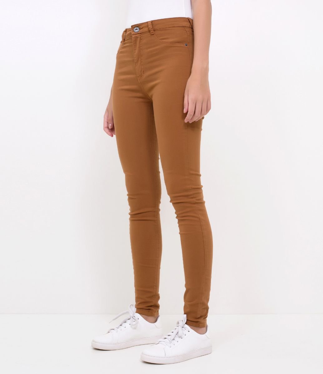 calça marrom feminina cintura alta