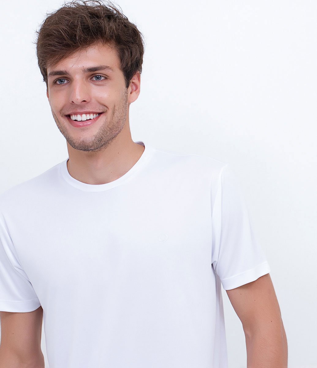 Camiseta Esportiva Básica com Proteção UV e Manga Curta Branco 4