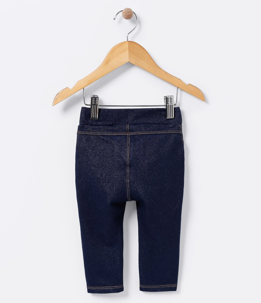 Calça Legging Infantil Imitando Jeans - Tam 0 a 18 meses Azul Marinho