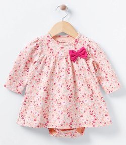 Vestido Body Infantil Floral - Tam 0 a 18 meses