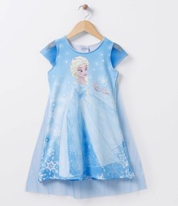 Vestido Infantil Estampado Frozen - Tam 2 a 12 anos